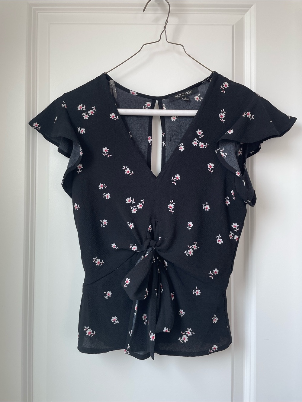 Papermoon Black Floral Top Size Small